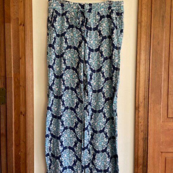 LILLY PULITZER Hey Sailor Wide Leg Palazzo Drawstring Waist Pants M - Picture 1 of 16